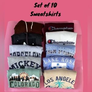 10 Women’s Long Sleeved Crew Neck Sweat Shirts Champion,H&M,Shein Small Medium